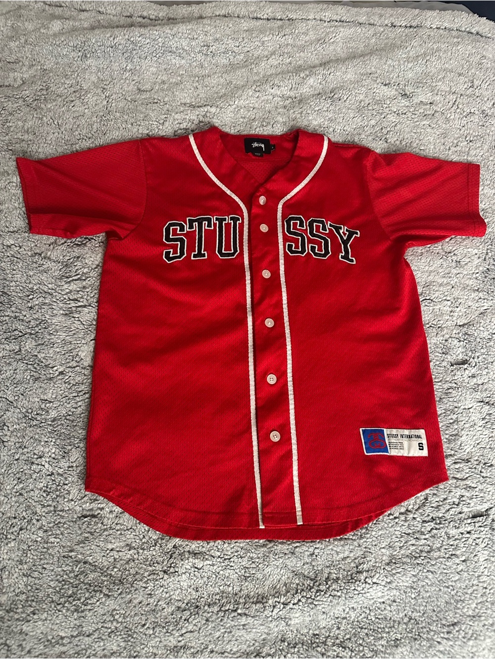 Stussy Mesh Baseball Jersey Shirt Red - Authentic